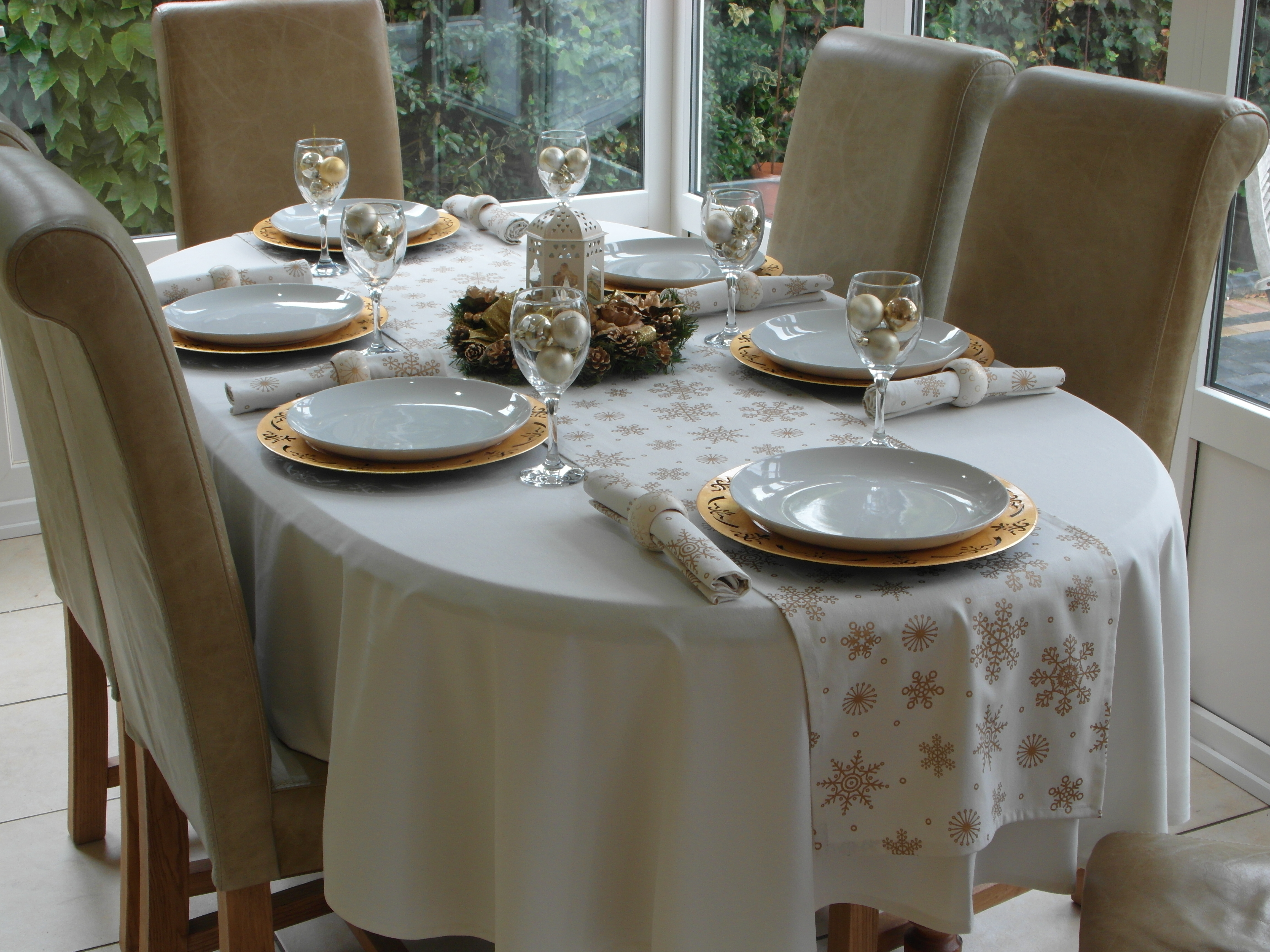 cream oval tablecloth