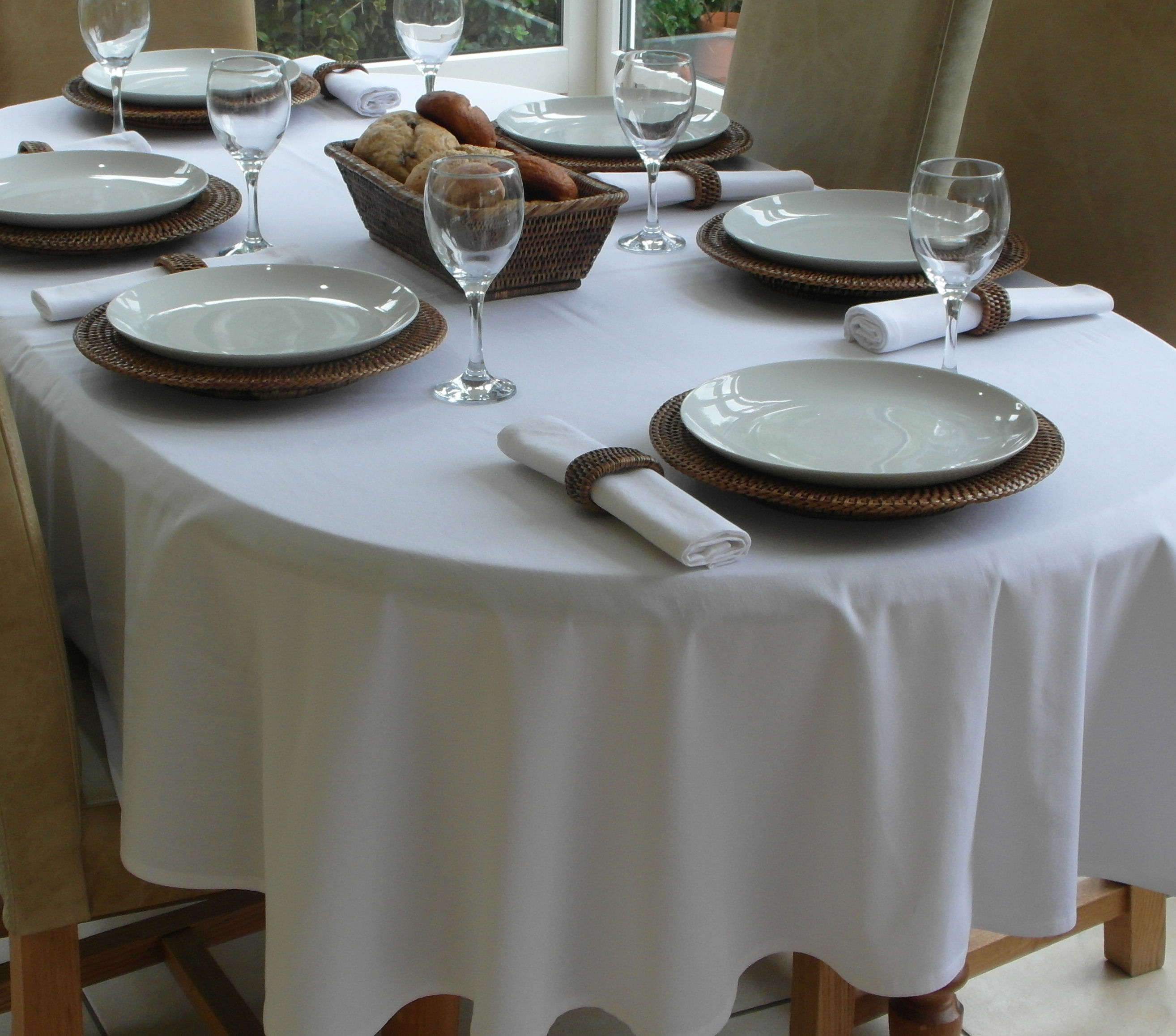 grey oval tablecloth