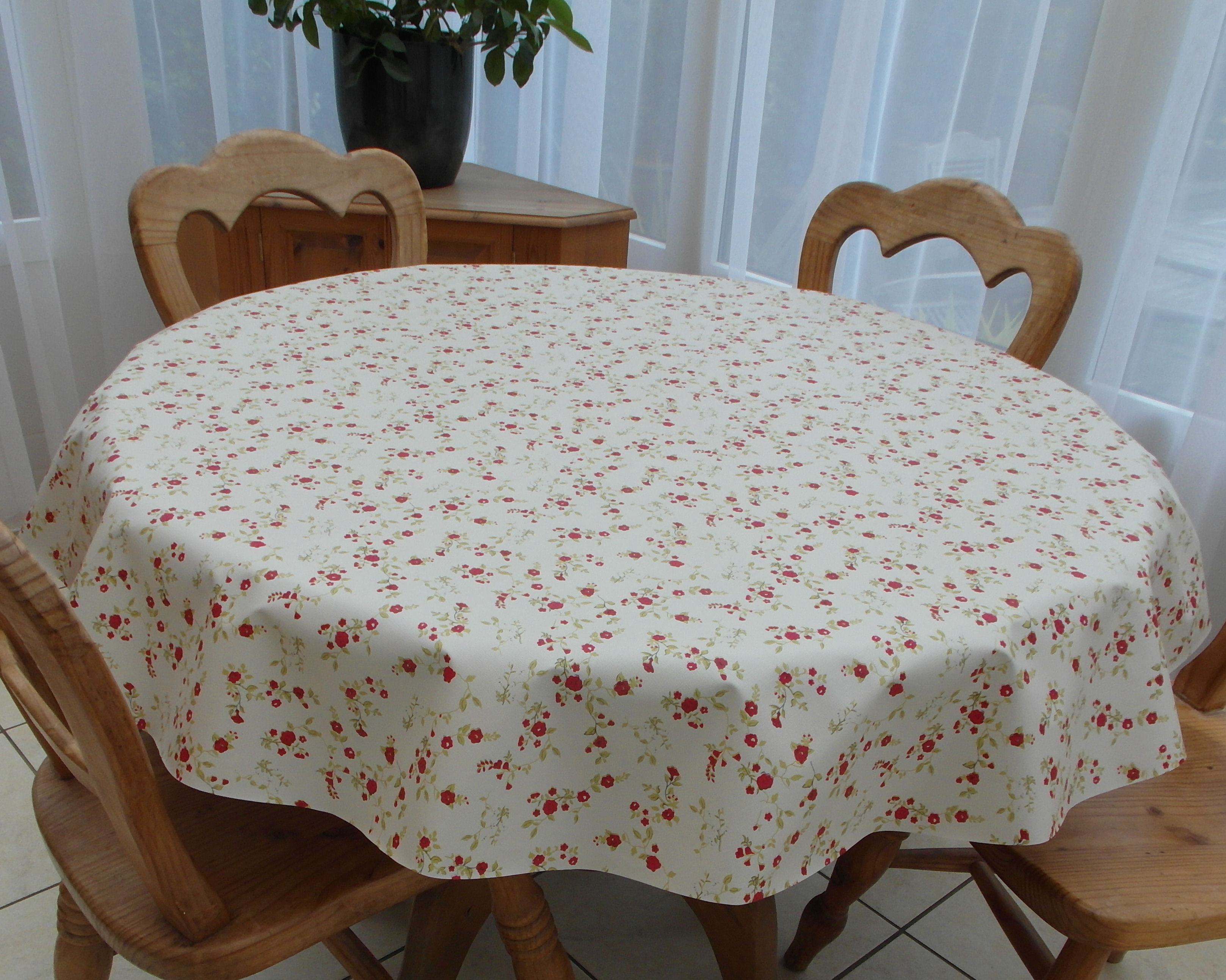 Red wipe clean tablecloth