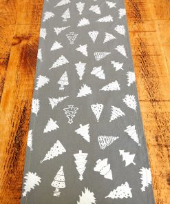 GREY AND SILVER CHRISTMAS TREE TABLE RUNNER