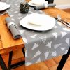 GREY AND SILVER CHRISTMAS TREE TABLE RUNNER