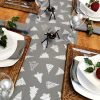 GREY AND SILVER CHRISTMAS TREE TABLE RUNNER