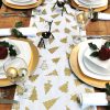 WHITE AND GOLD CHRISTMAS TREE TABLE RUNNER