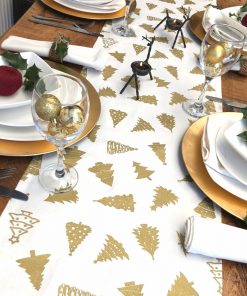 CREAM AND GOLD CHRISTMAS TREE TABLE RUNNER