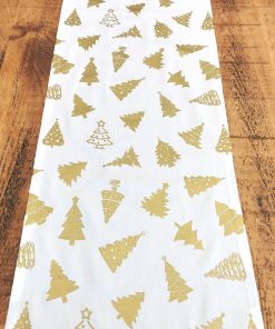 CREAM AND GOLD CHRISTMAS TREE TABLE RUNNER