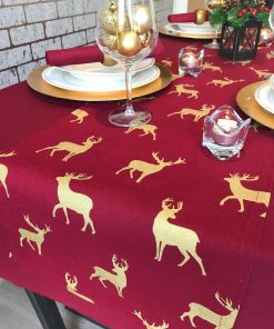 wine and gold stag christmas table runner