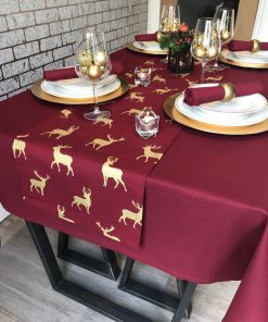 wine and gold stag christmas table runner