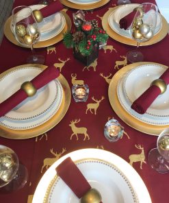 wine and gold stag christmas table runner